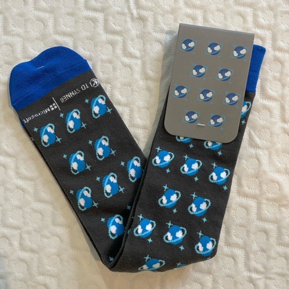 Microsoft Space Planet Logo Socks Soft Crew Cut Copilot Unisex Men’s Cotton - Picture 1 of 5